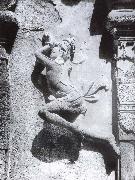 unknow artist Durga and the demon.  Mahisasaramardini-cave Mahabalipuram France oil painting artist